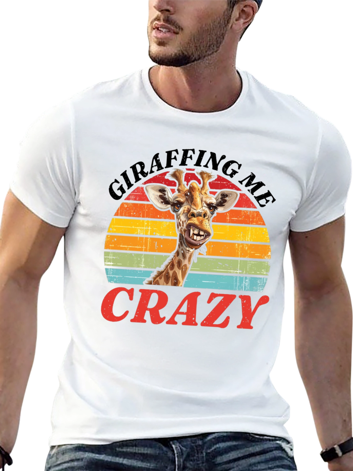Camiseta Negra con Diseño de Jirafa Divertida