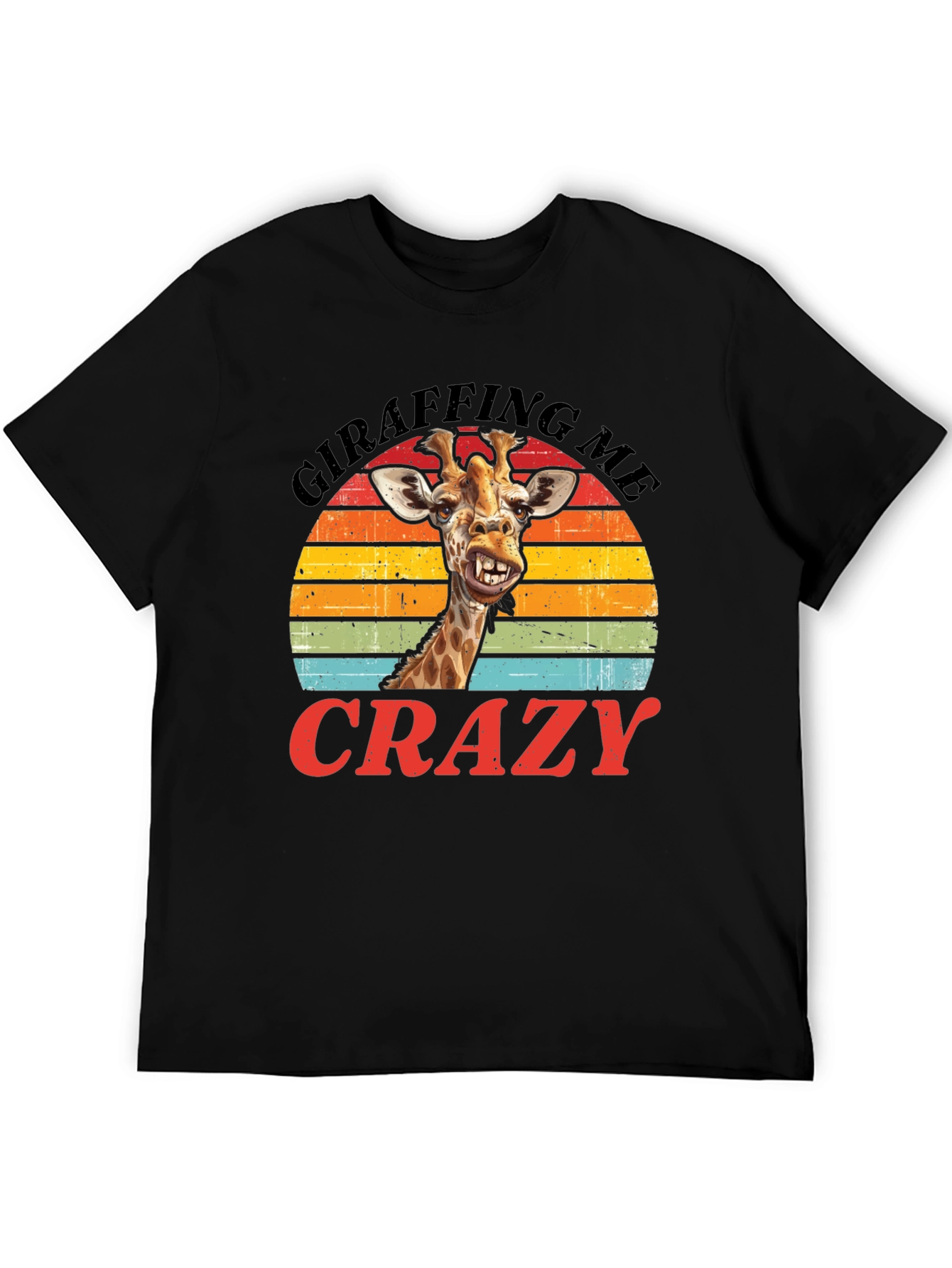 Camiseta Negra con Diseño de Jirafa Divertida