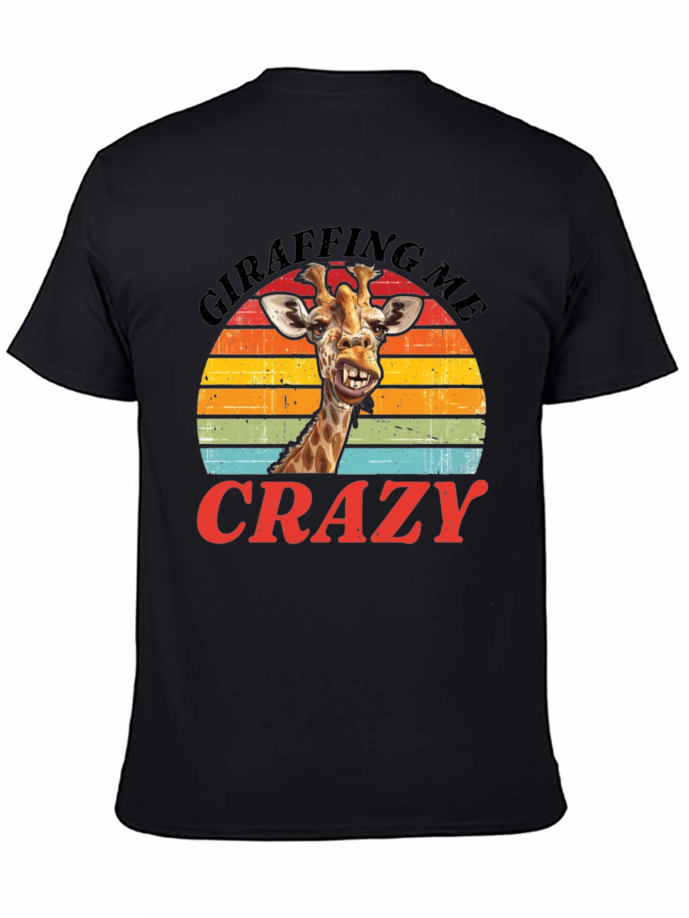 Camiseta Negra con Diseño de Jirafa Divertida