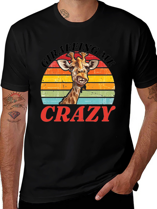 Camiseta Negra con Diseño de Jirafa Divertida
