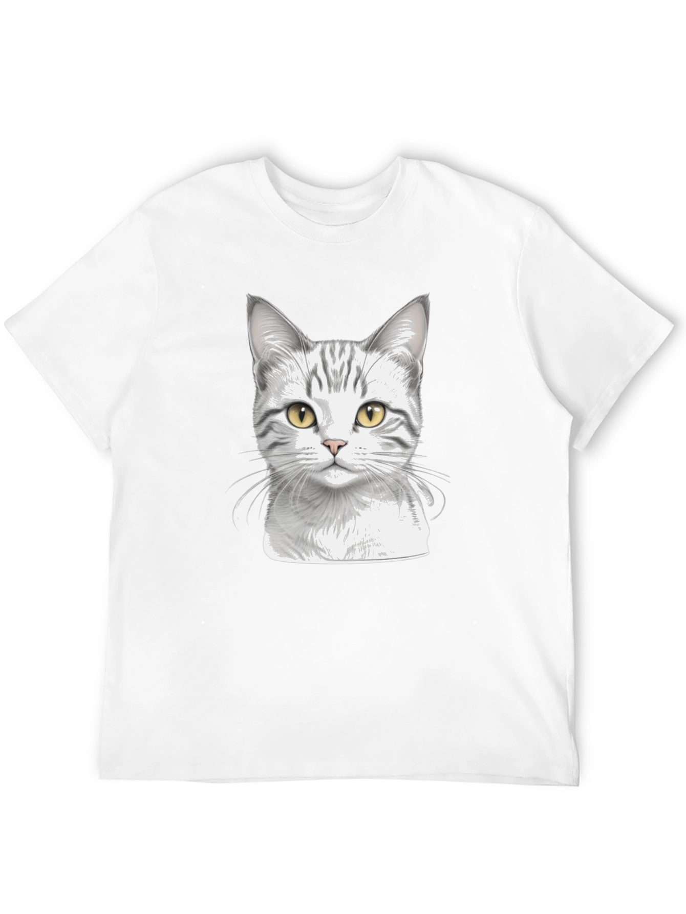 Camiseta Negra con Diseño de Gato Atigrado