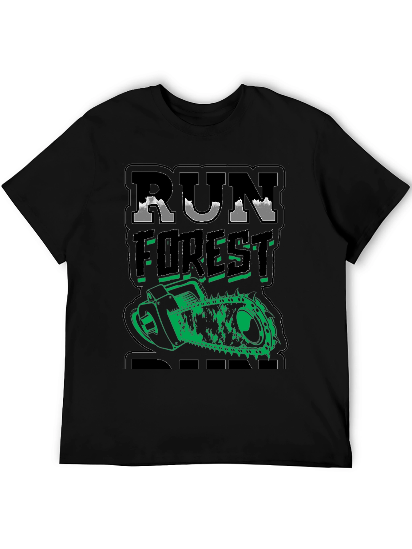 Camiseta Negra Run Forest Run Motosierra Divertida