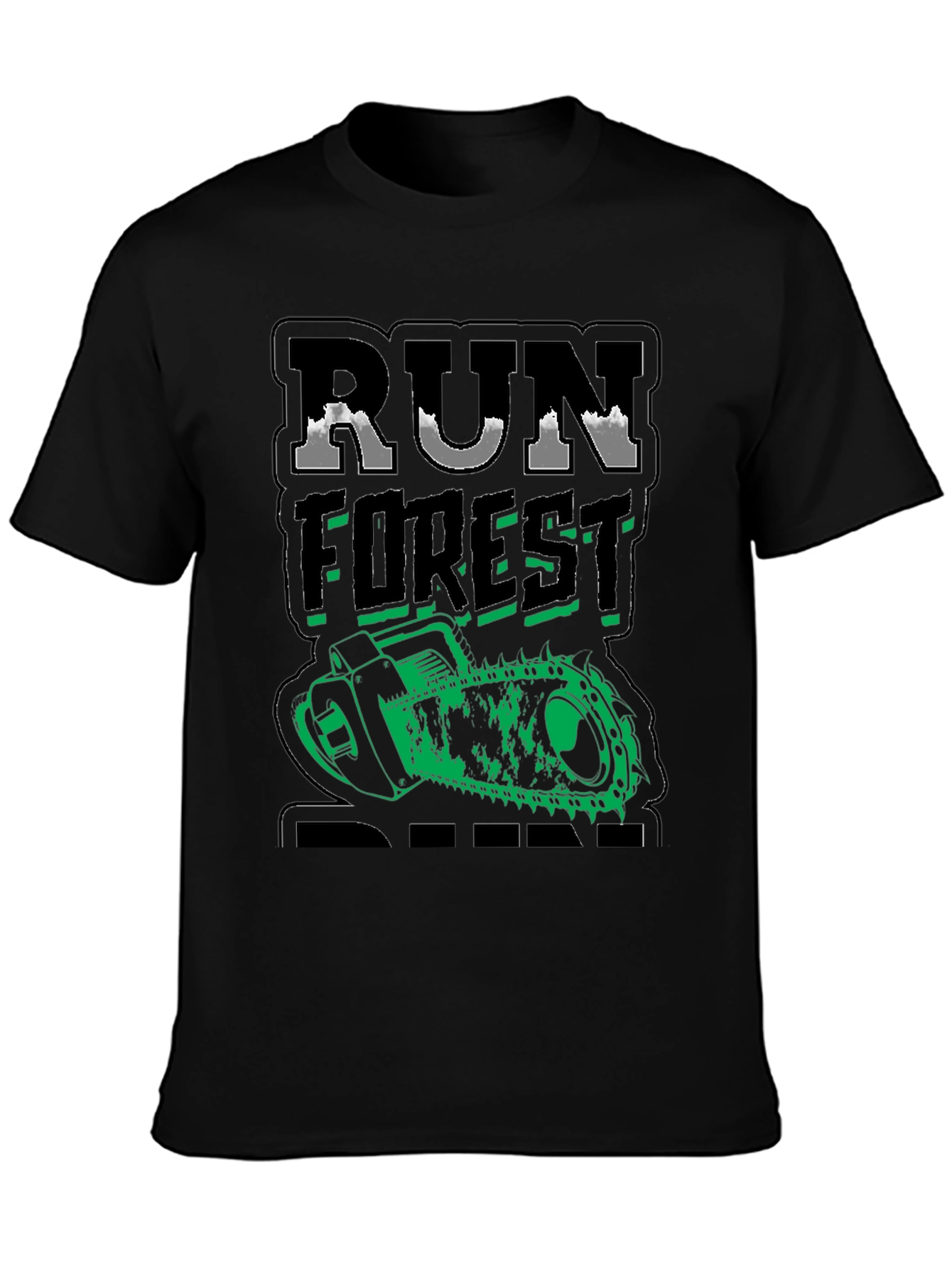Camiseta Negra Run Forest Run Motosierra Divertida