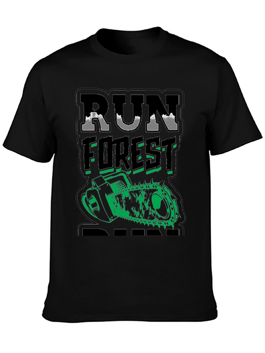 Camiseta Negra Run Forest Run Motosierra Divertida