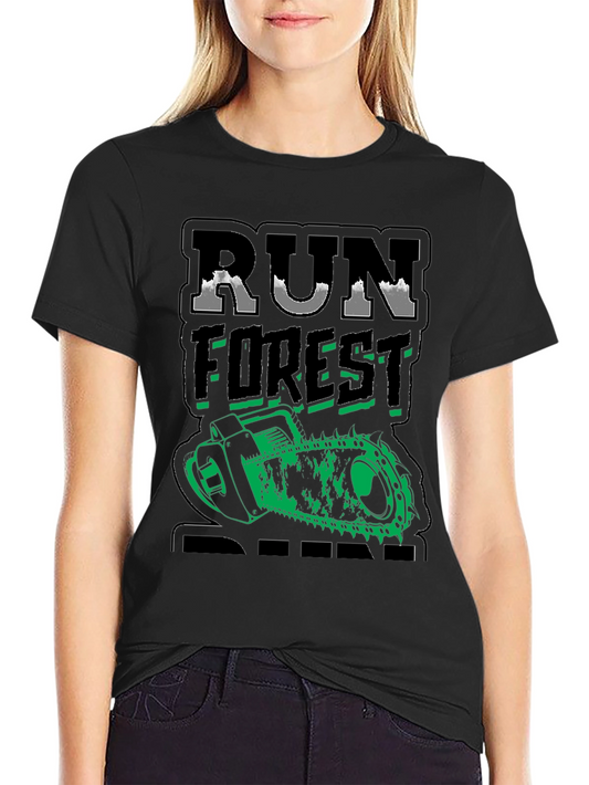 Camiseta Negra Run Forest Run Motosierra Divertida