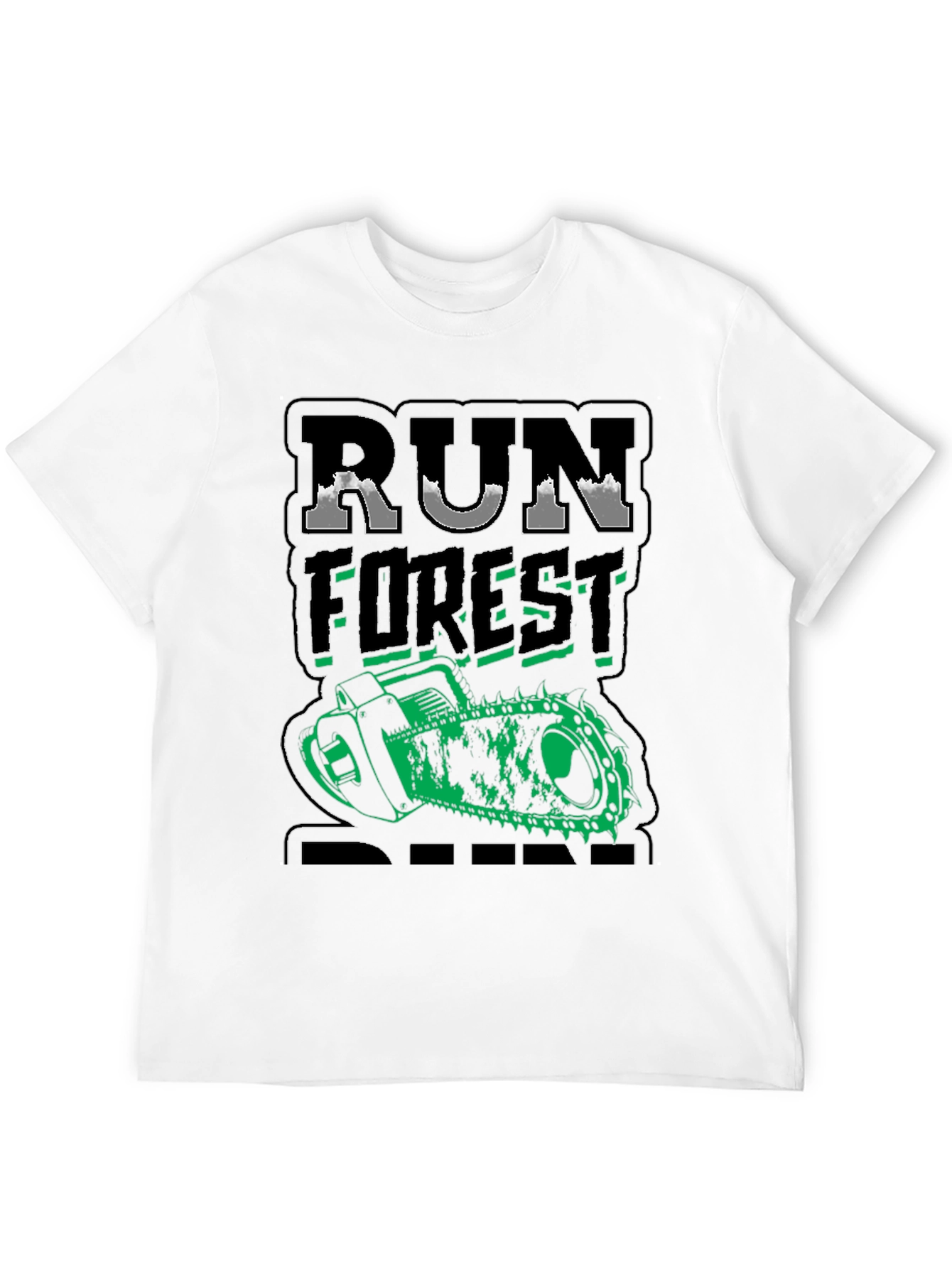 Camiseta Negra Run Forest Run Motosierra Divertida