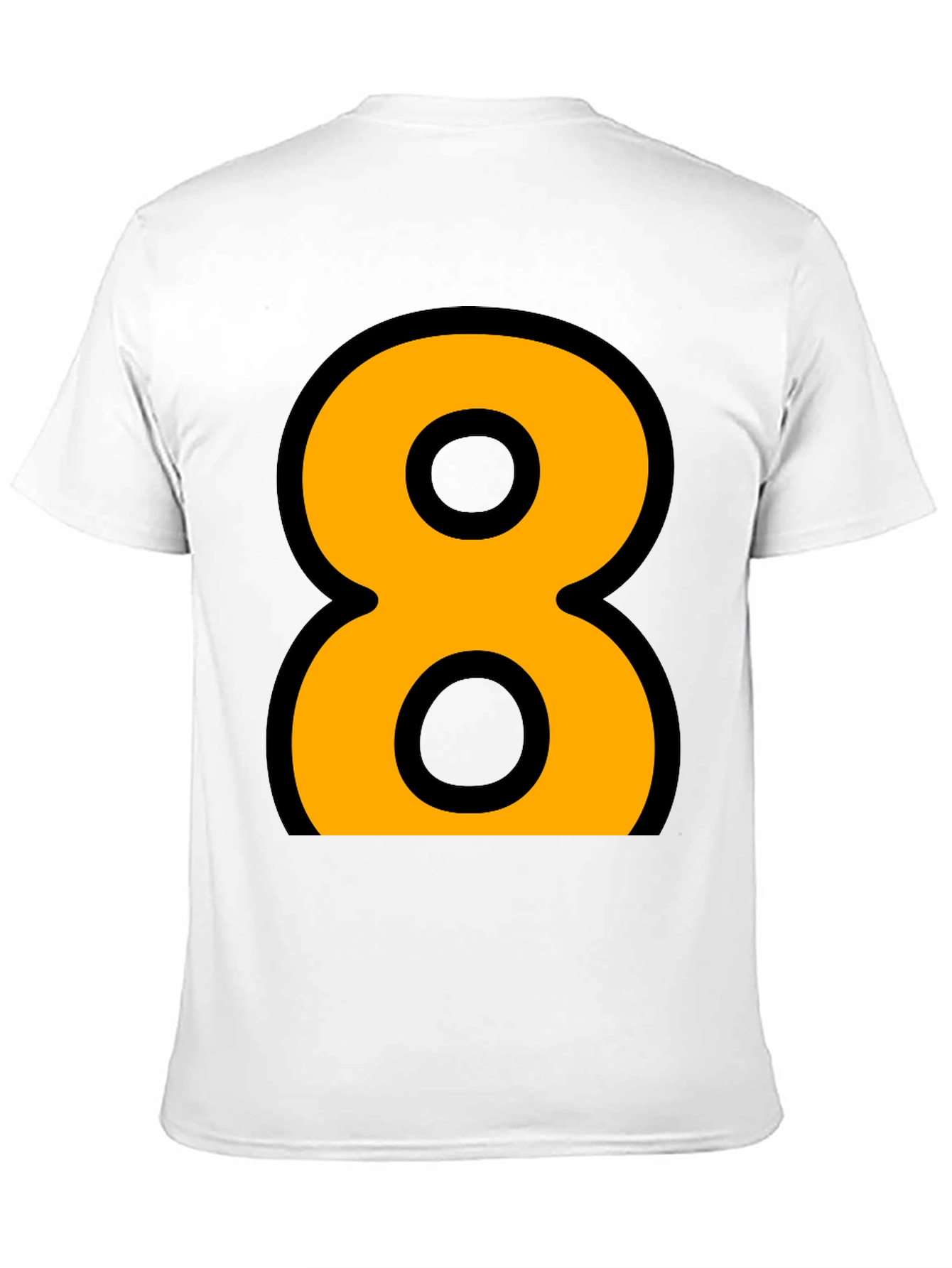 Camiseta Negra Número 8 Naranja