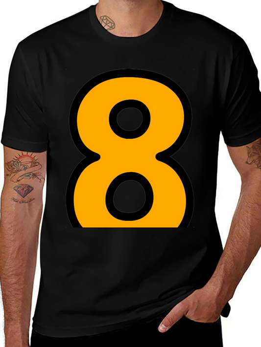 Camiseta Negra Número 8 Naranja