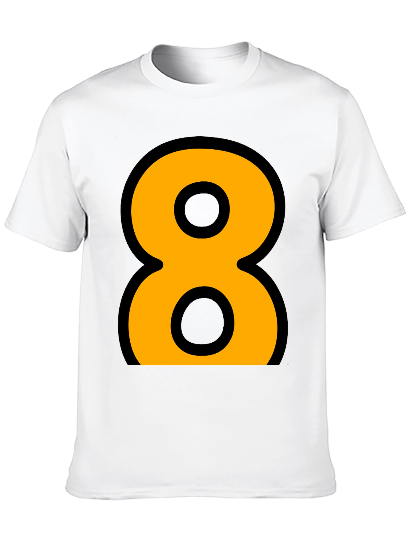 Camiseta Negra Número 8 Naranja