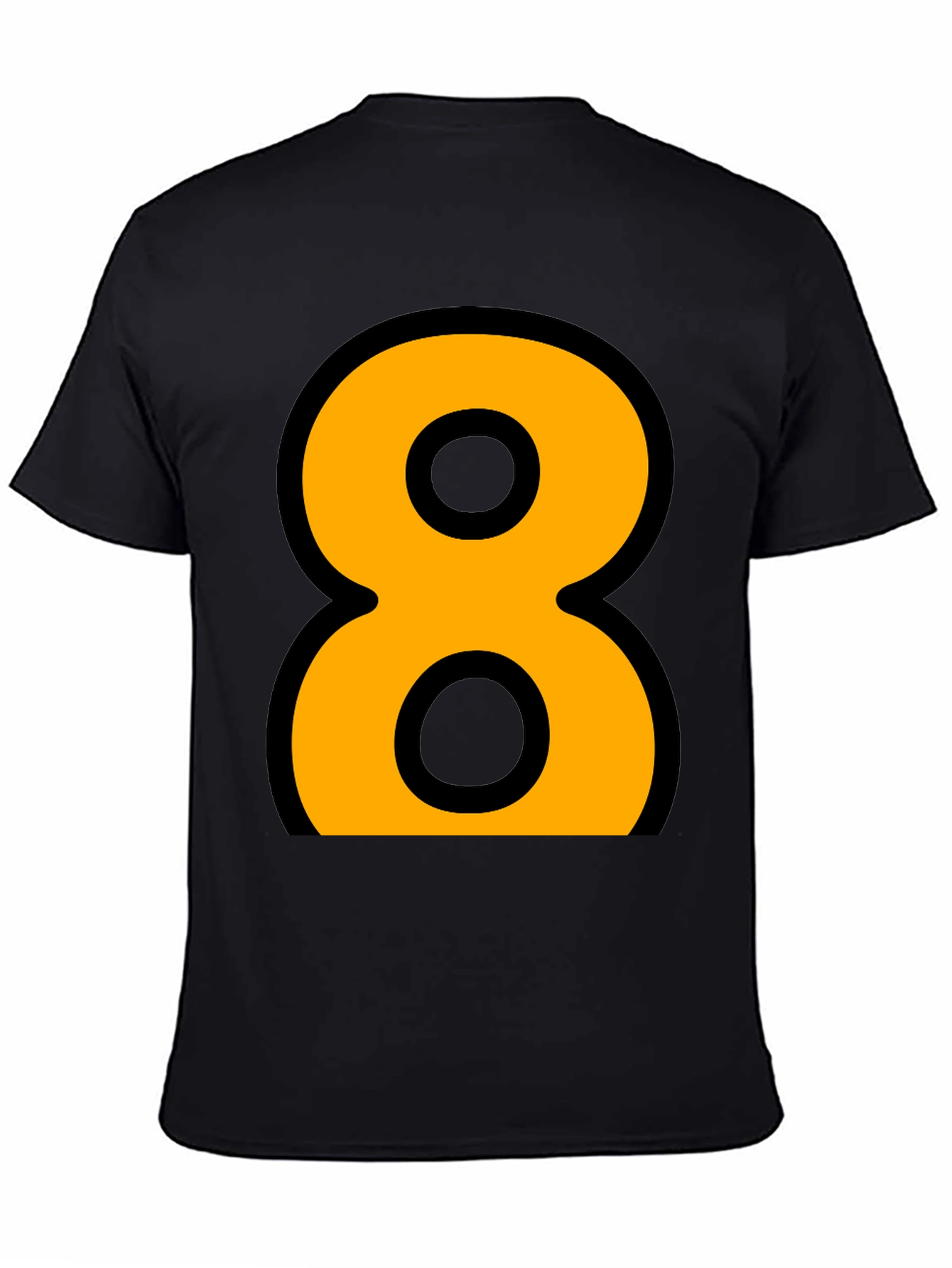 Camiseta Negra Número 8 Naranja