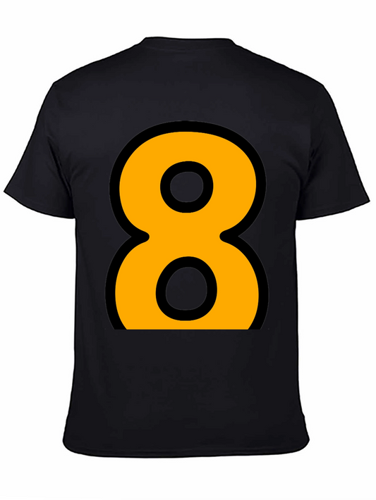 Camiseta Negra Número 8 Naranja