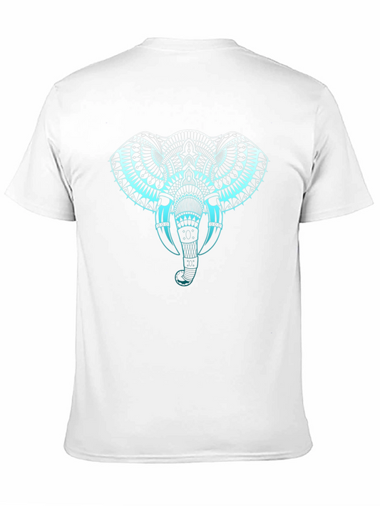 Camiseta Negra con Diseño de Elefante Mandala Azul
