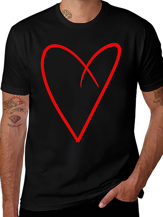 Camiseta Negra Corazón Rojo - Diseño Casual y Moderno