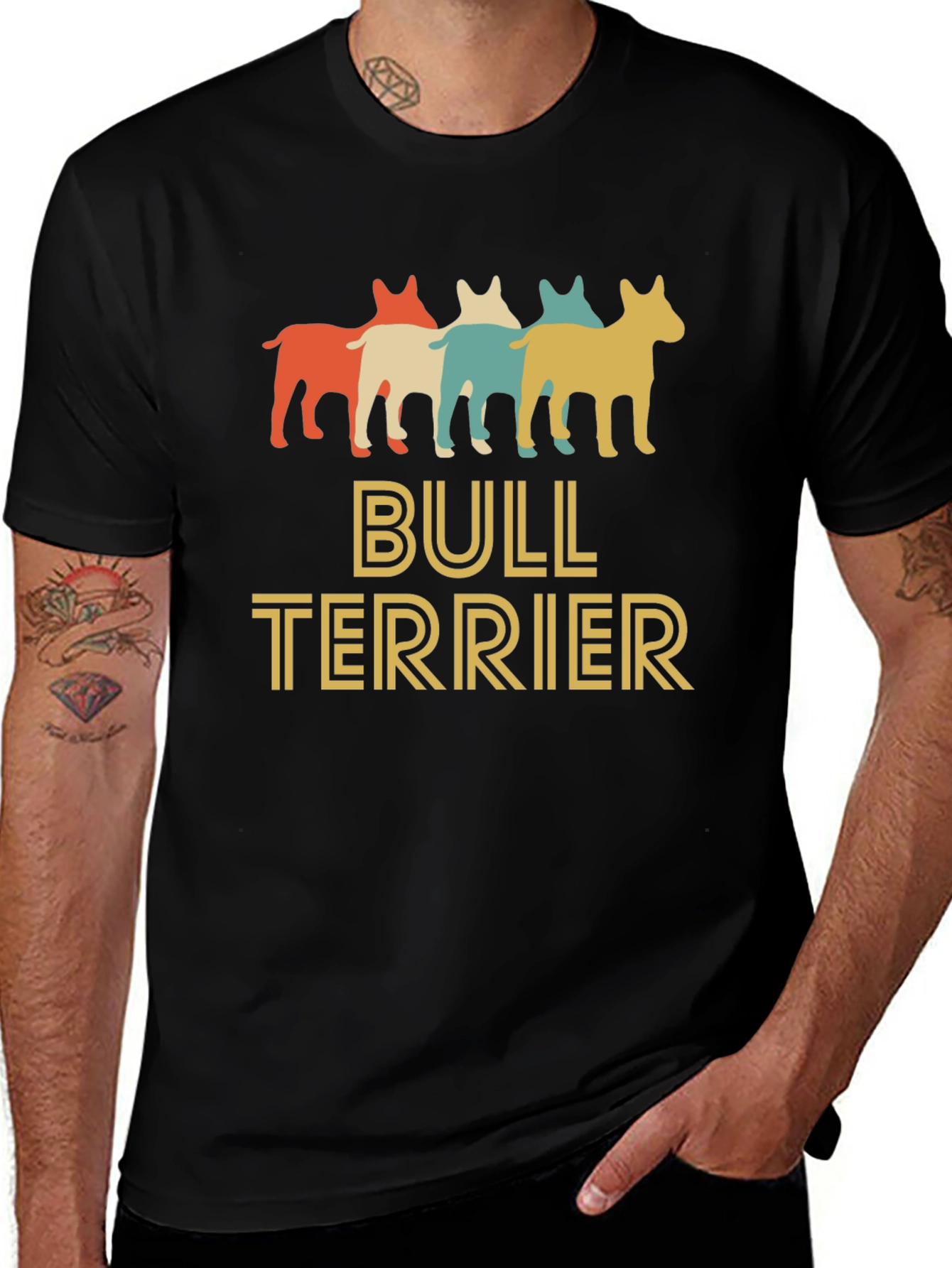 Camiseta Hombre Diseño Retro Bull Terrier