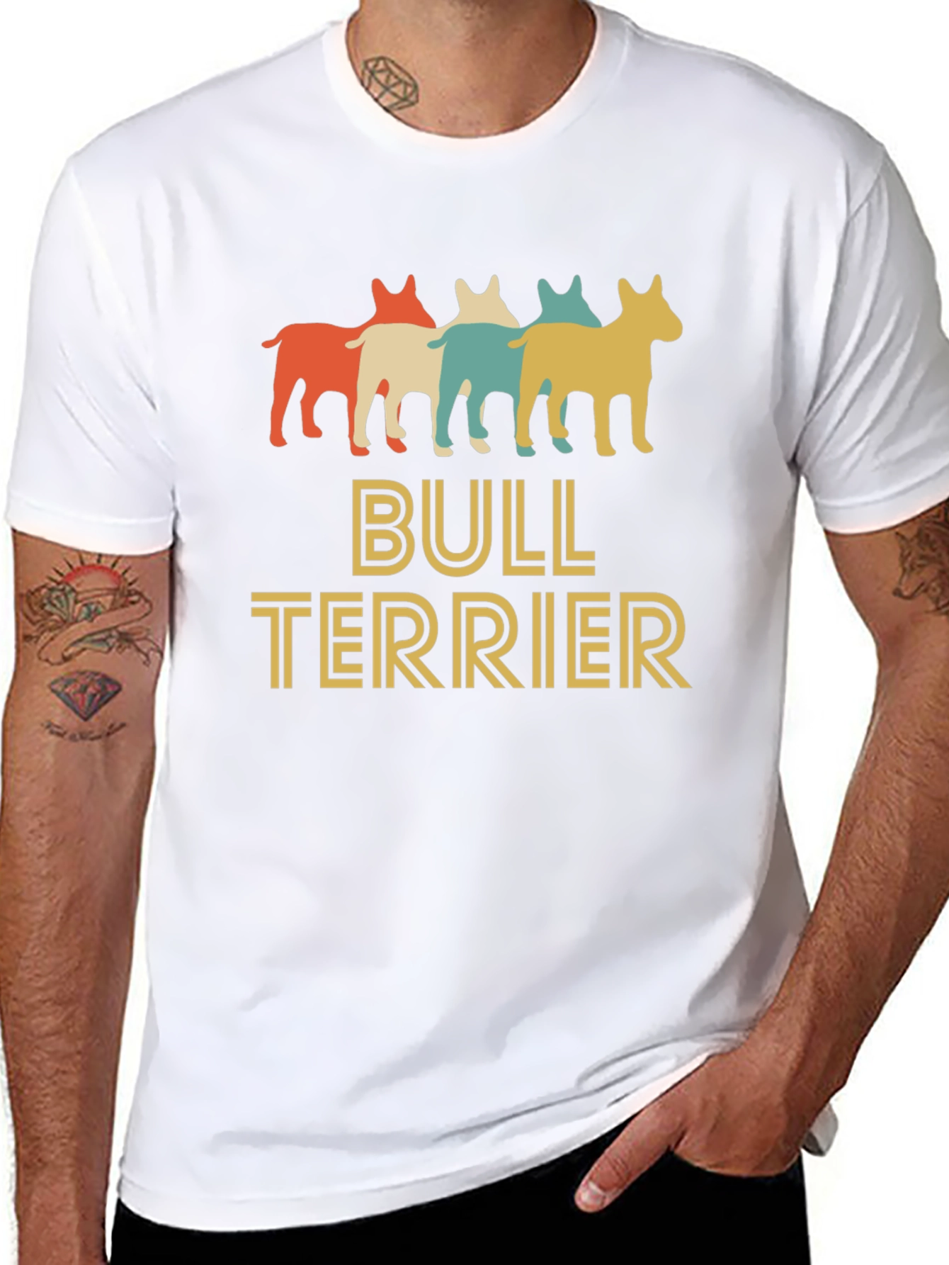 Camiseta Hombre Diseño Retro Bull Terrier