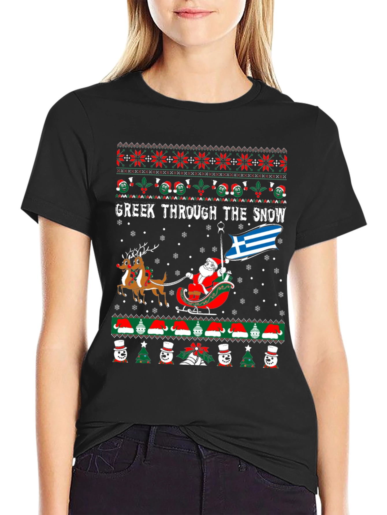 Camiseta Navideña Griega Greek Through The Snow