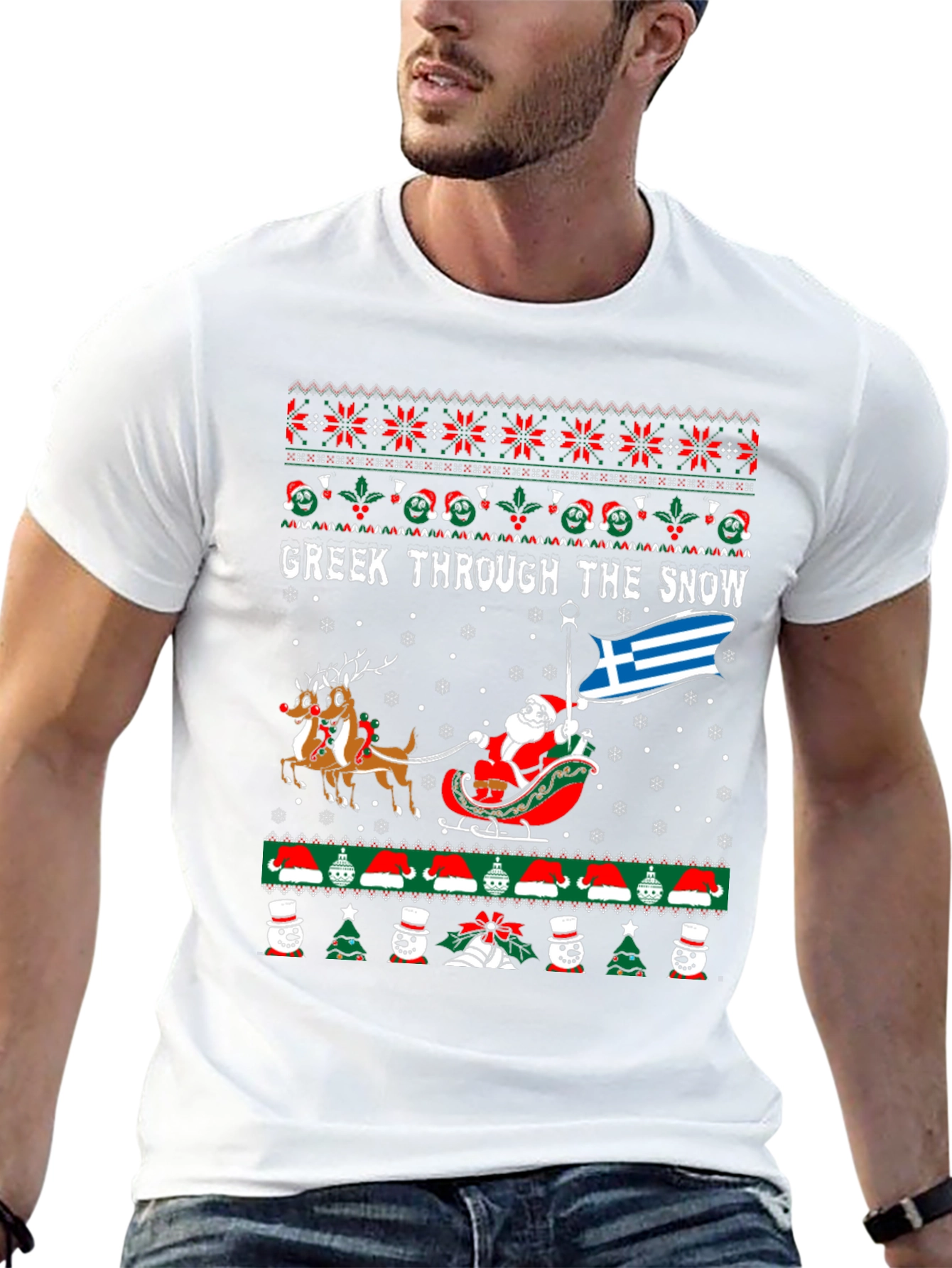 Camiseta Navideña Griega Greek Through The Snow