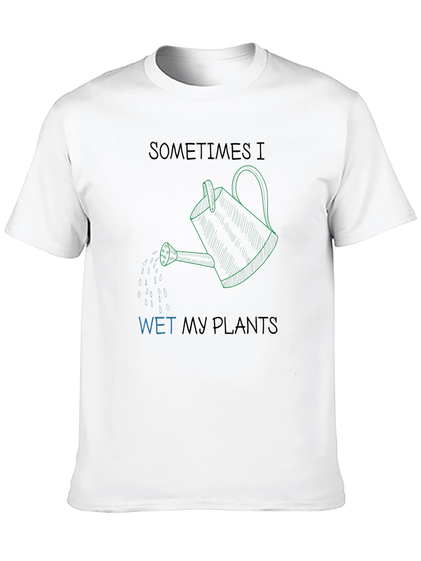 Camiseta Negra Humorístico Riego Mis Plantas