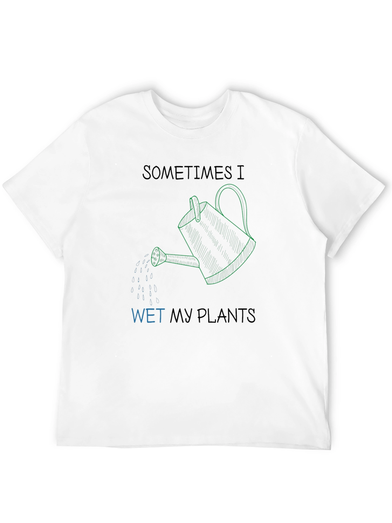 Camiseta Negra Humorístico Riego Mis Plantas