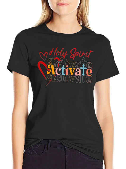 Camiseta Negra con Diseño Holy Spirit Activate