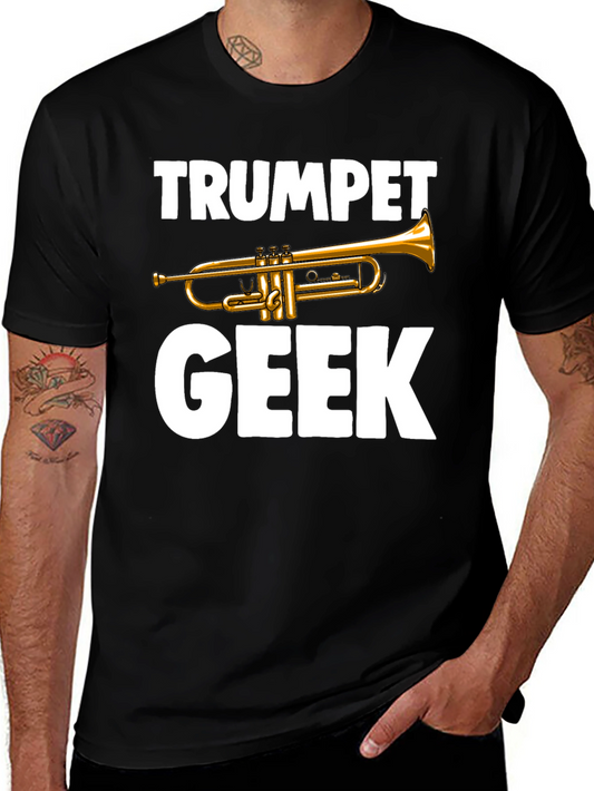 Camiseta Negra Trumpet Geek para Amantes de la Música