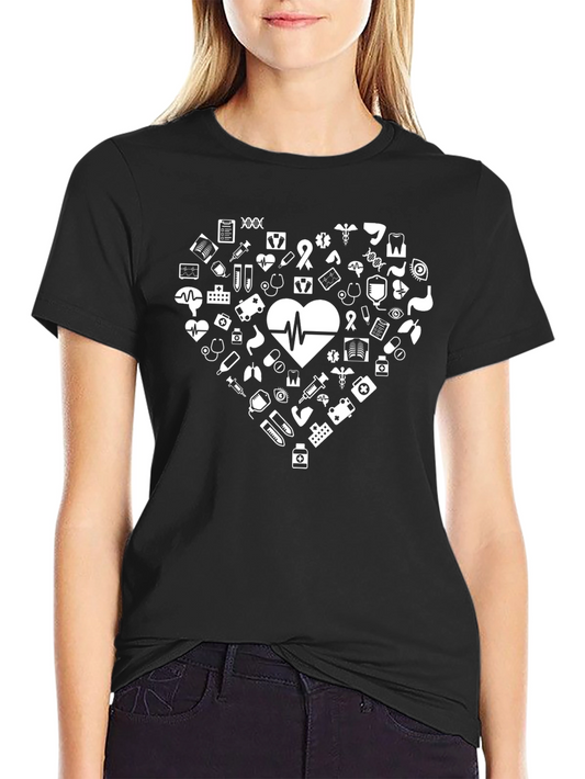 Camiseta Negra con Corazón Médico