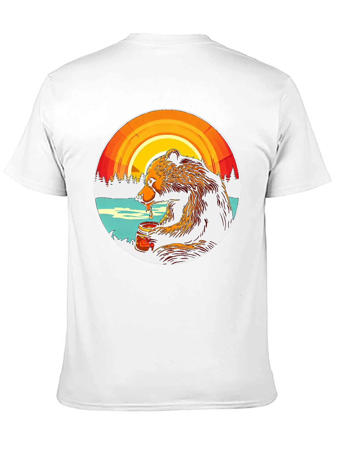 Camiseta Oso Comiendo Miel con Diseño Circular