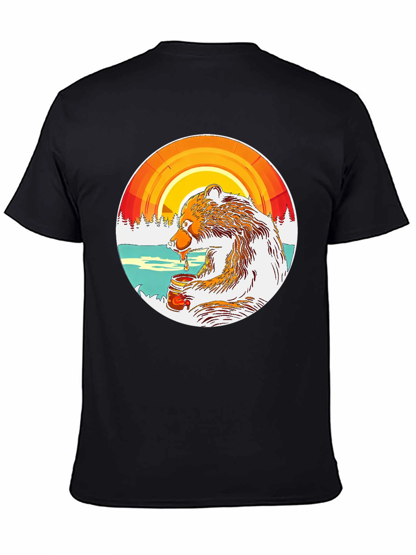 Camiseta Oso Comiendo Miel con Diseño Circular