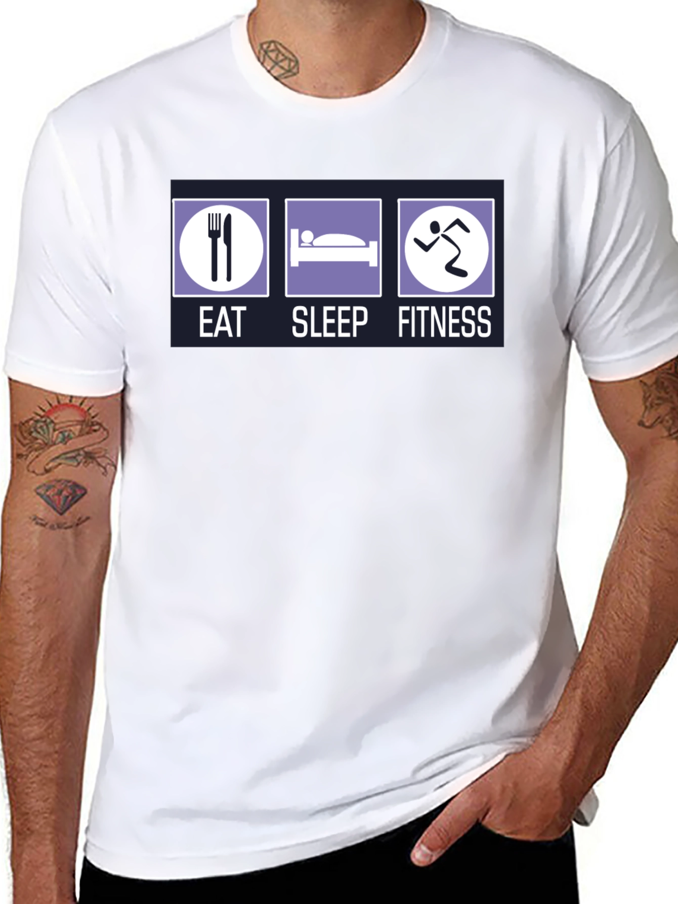 Camiseta Hombre Eat Sleep Fitness - Algodón Casual