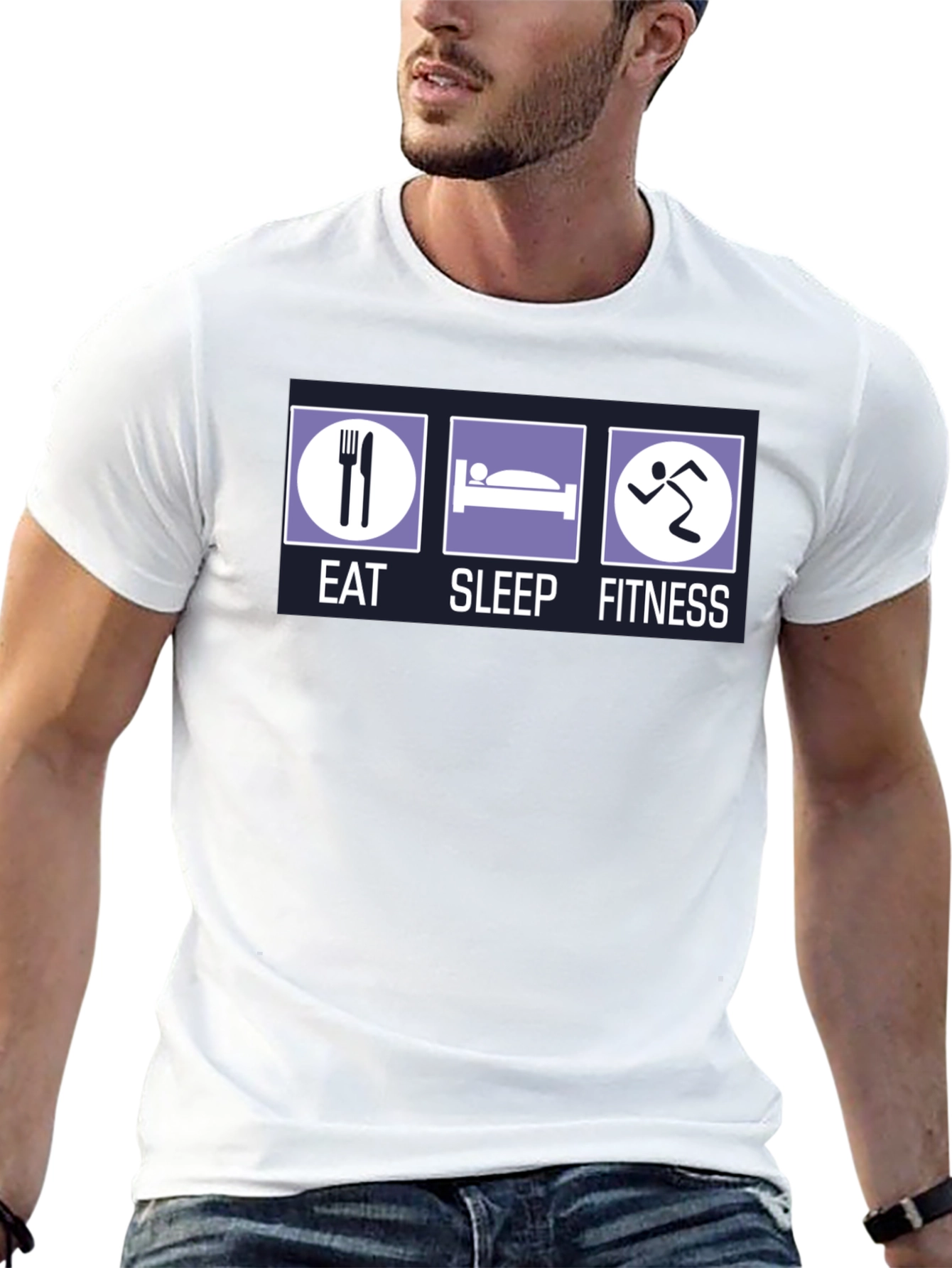 Camiseta Hombre Eat Sleep Fitness - Algodón Casual
