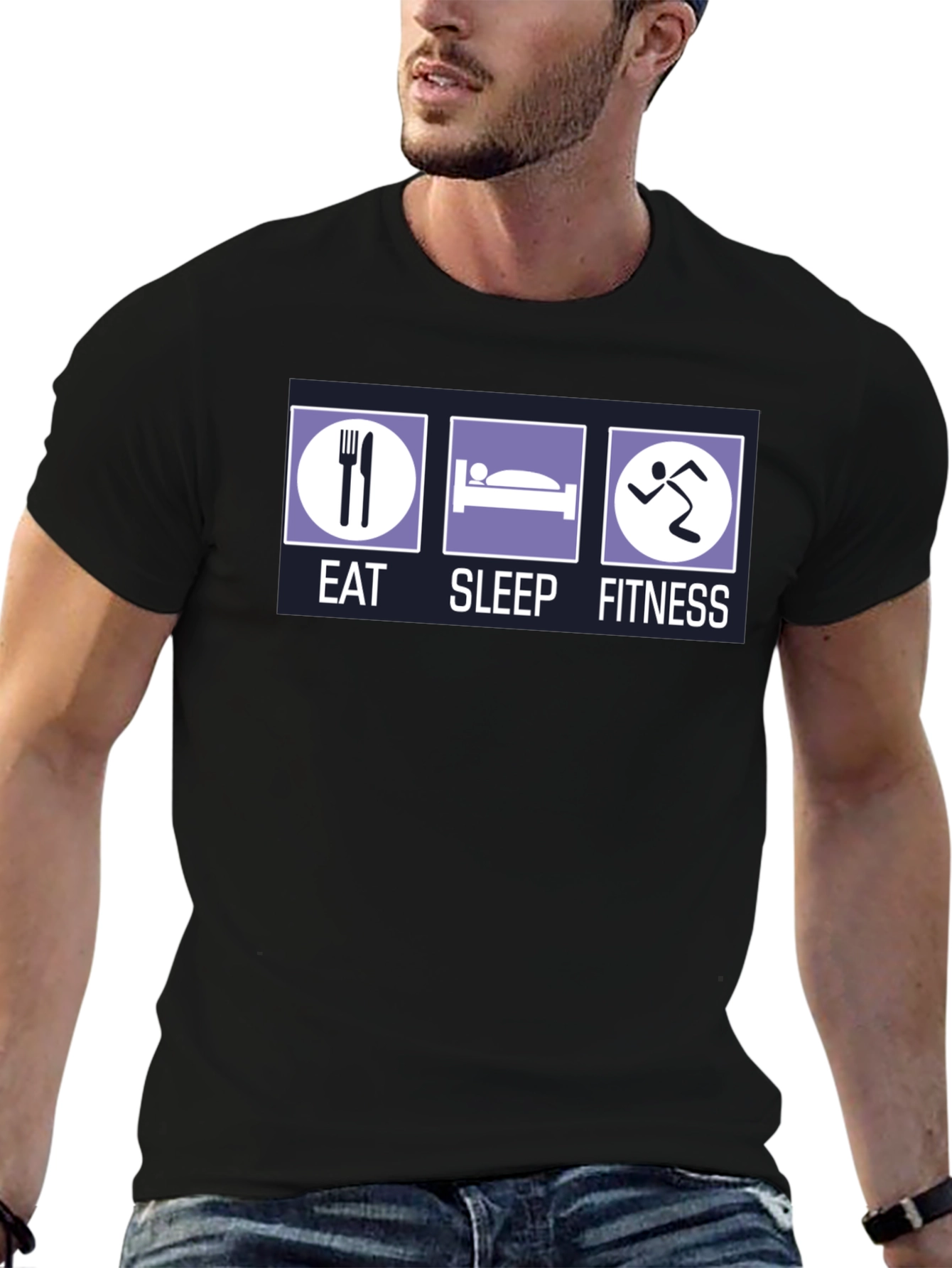 Camiseta Hombre Eat Sleep Fitness - Algodón Casual