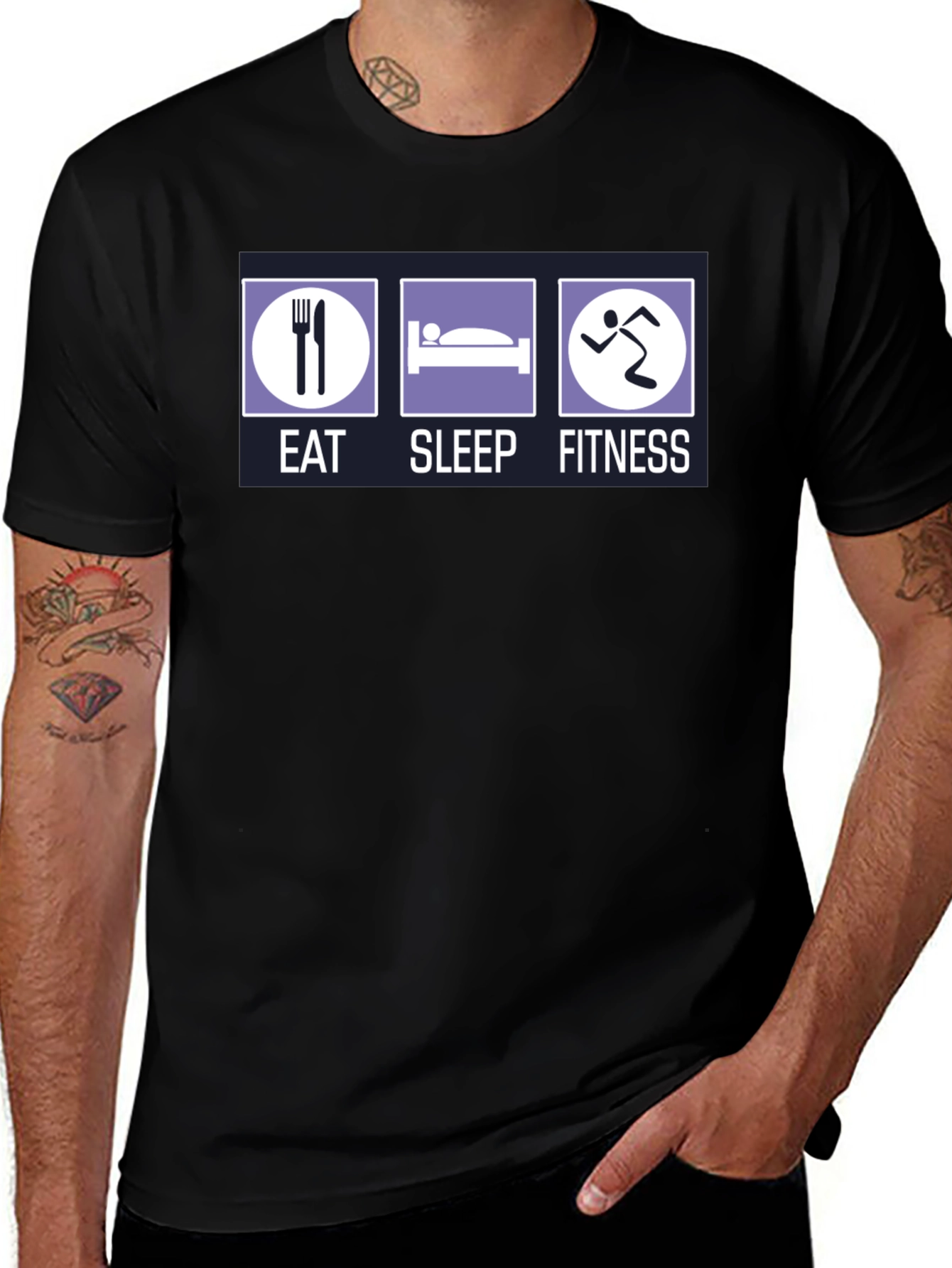 Camiseta Hombre Eat Sleep Fitness - Algodón Casual