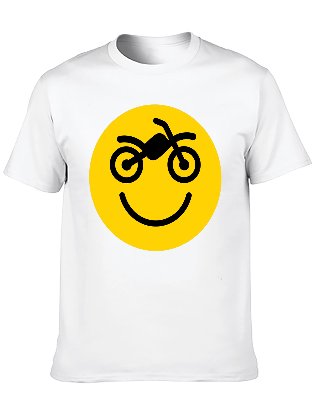 Camiseta Negra con Diseño Smiley Motero
