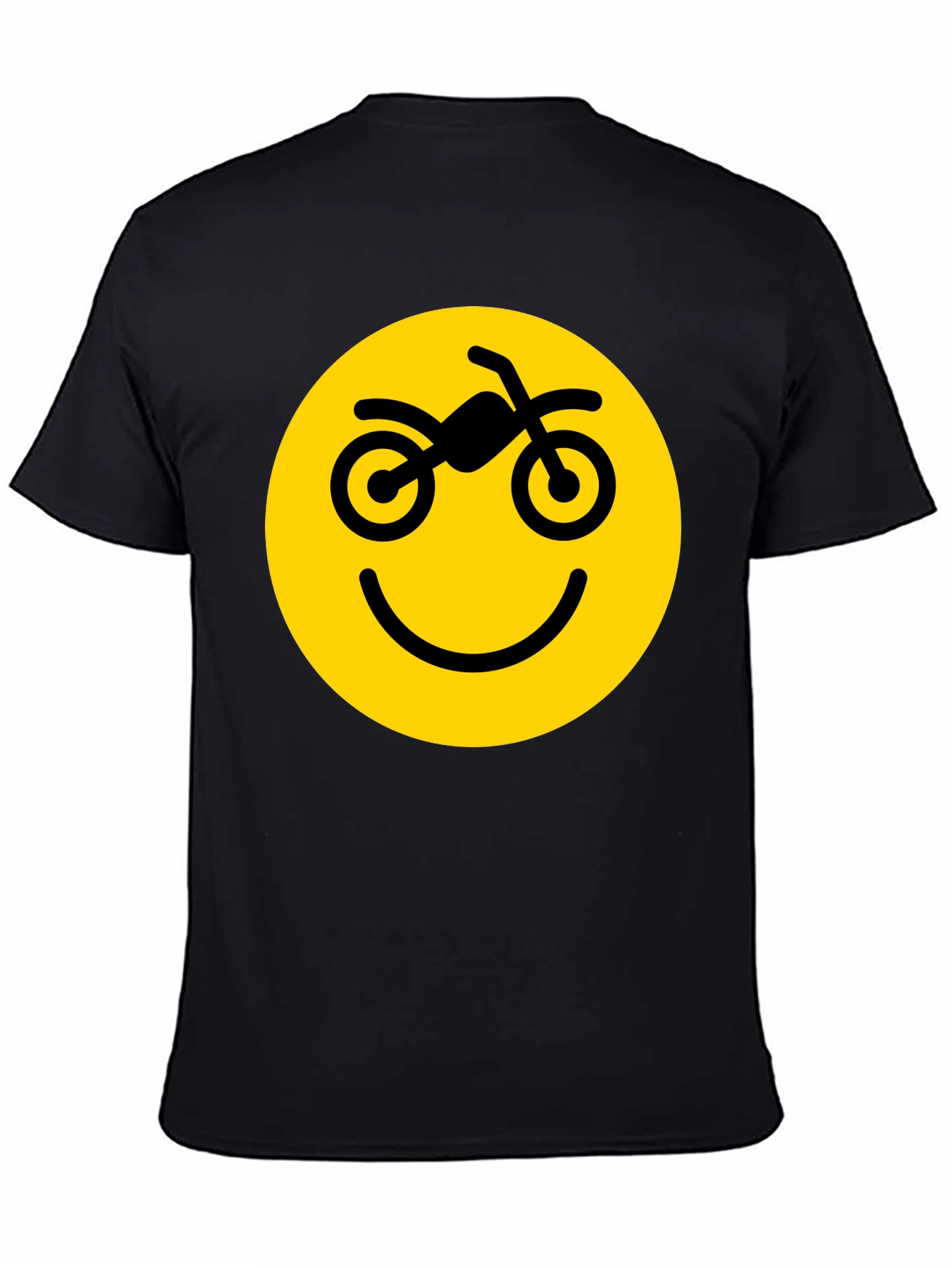 Camiseta Negra con Diseño Smiley Motero