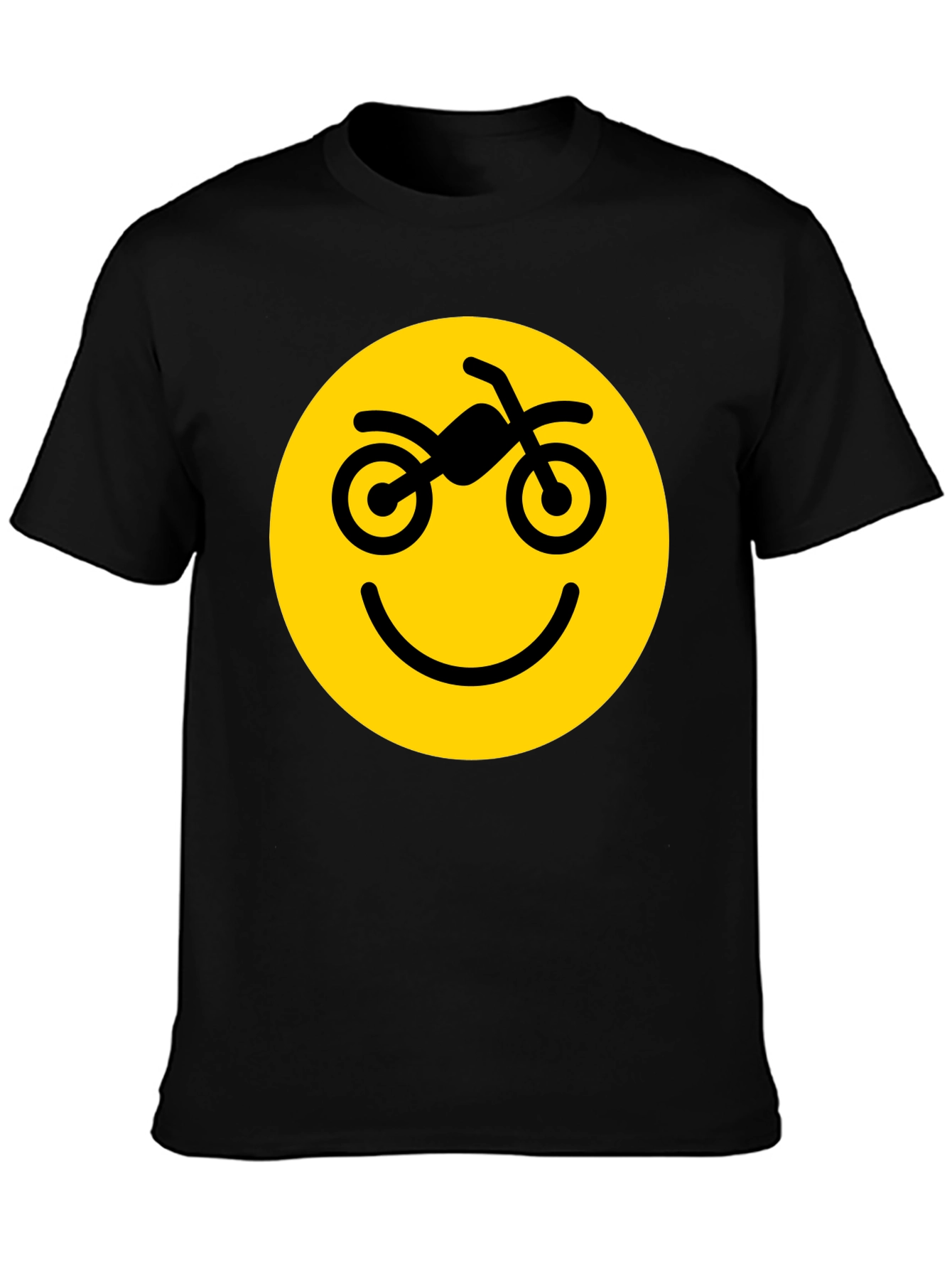 Camiseta Negra con Diseño Smiley Motero