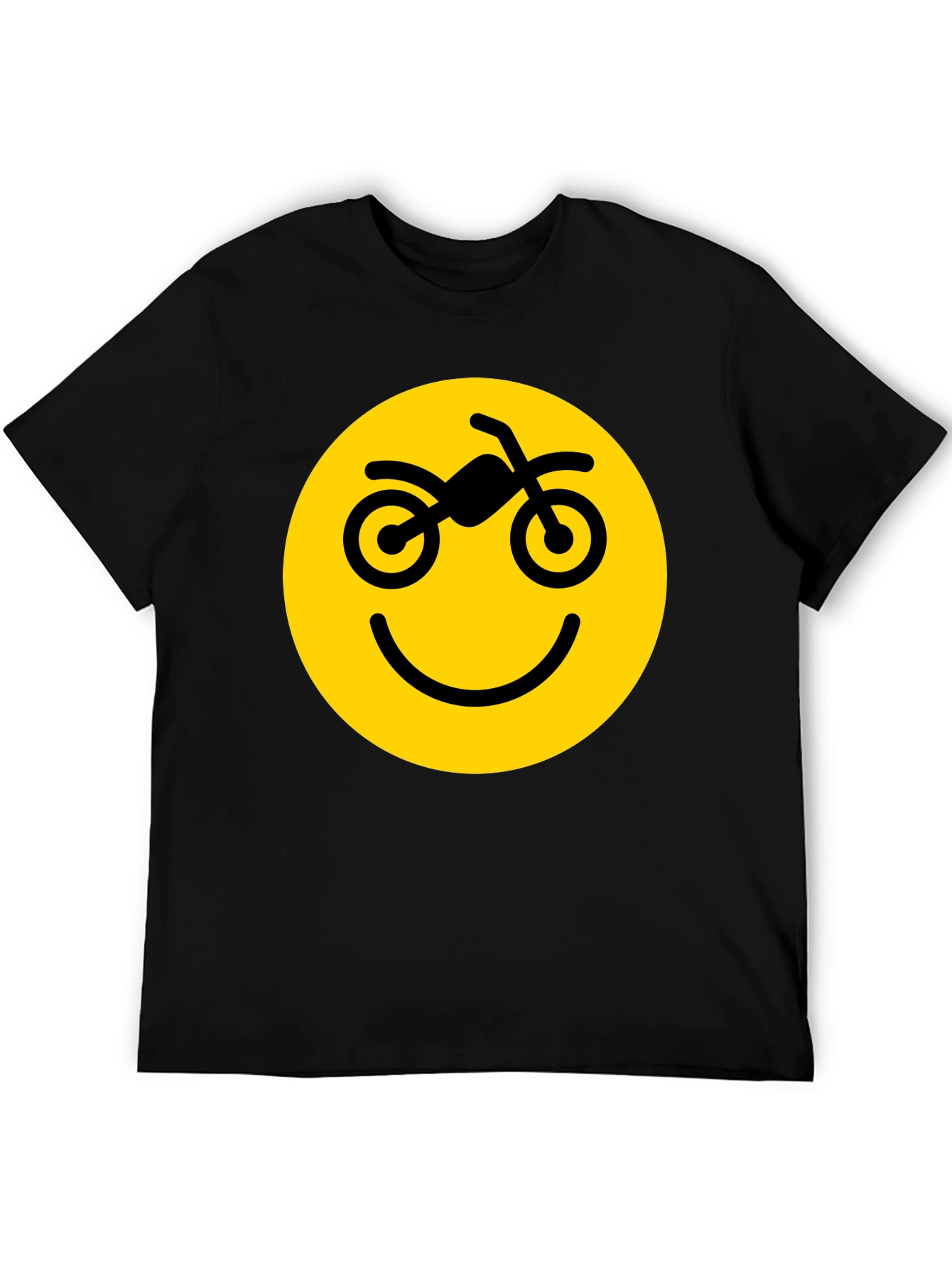 Camiseta Negra con Diseño Smiley Motero