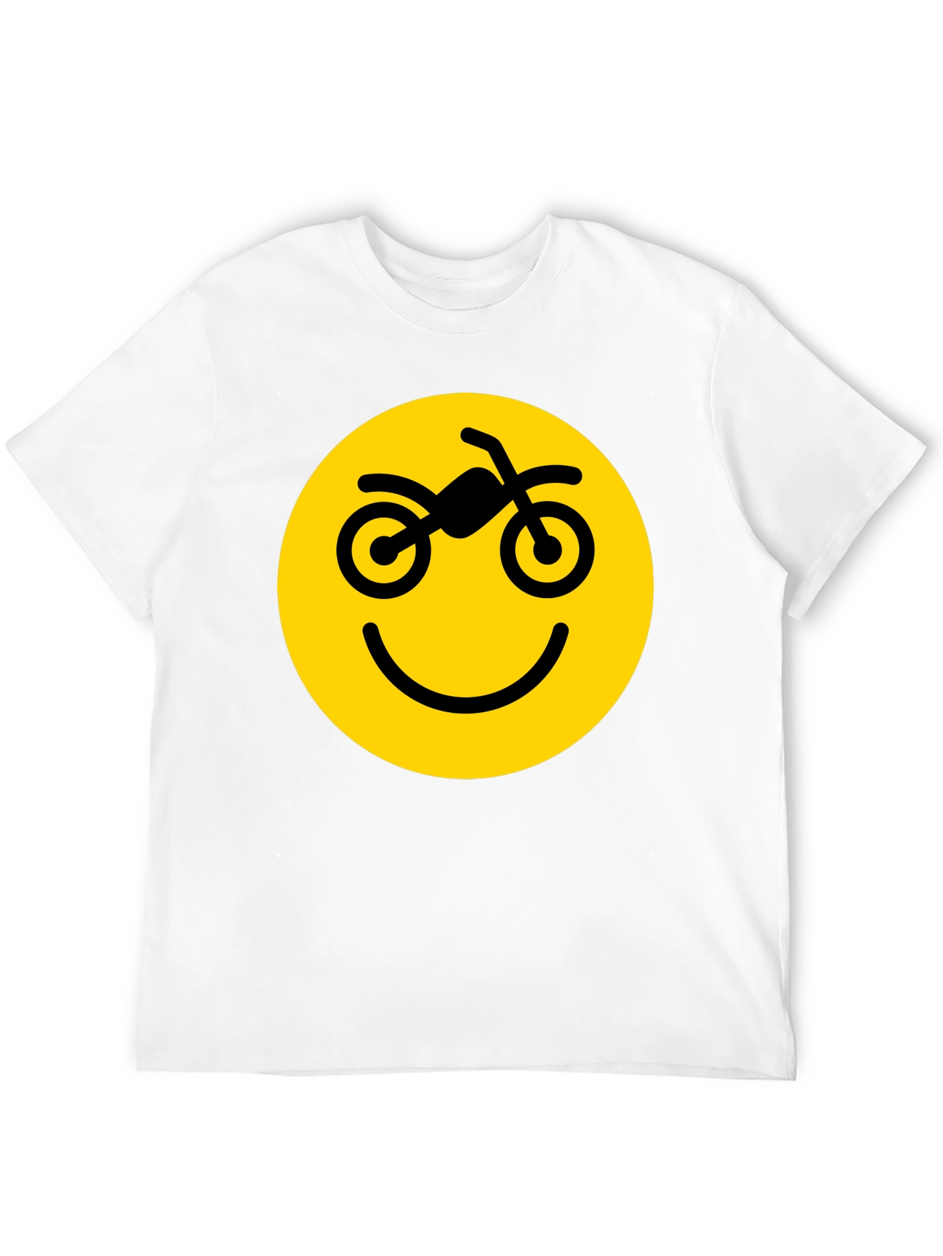 Camiseta Negra con Diseño Smiley Motero