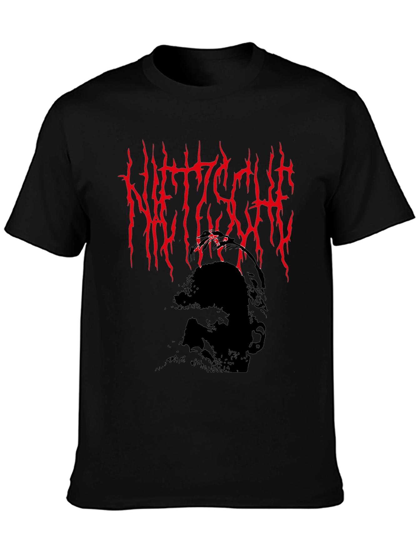 Camiseta Negra Nietzsche Estilo Death Metal