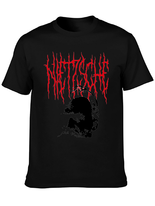 Camiseta Negra Nietzsche Estilo Death Metal