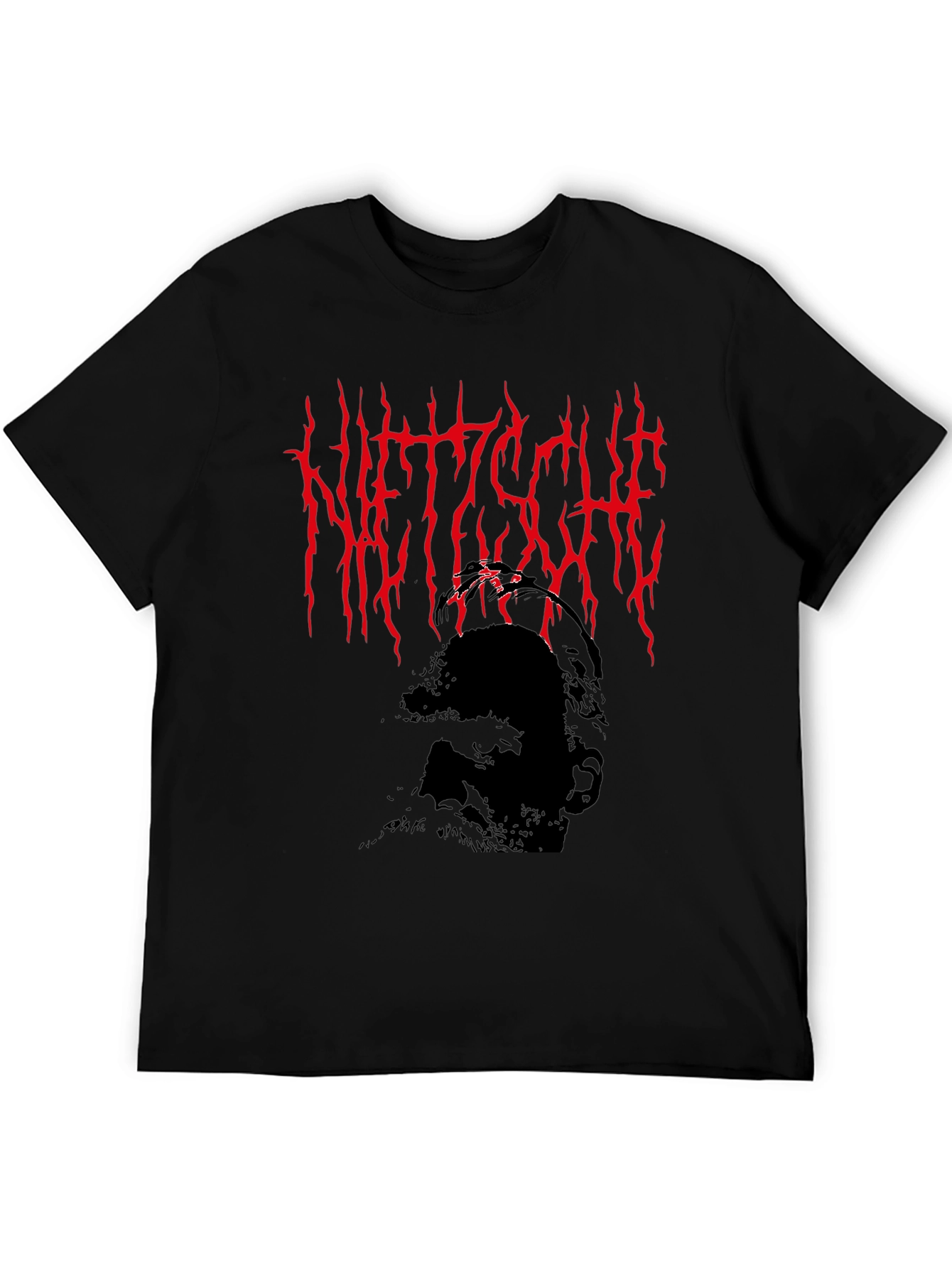 Camiseta Negra Nietzsche Estilo Death Metal