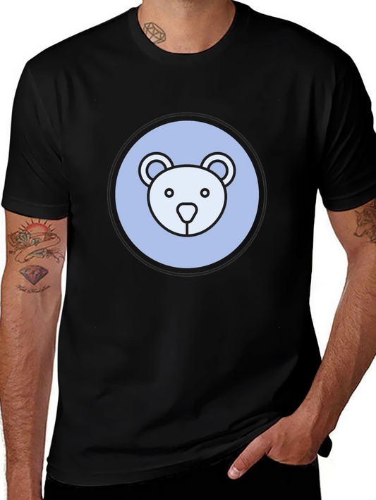 Camiseta Negra con Diseño de Oso Circular