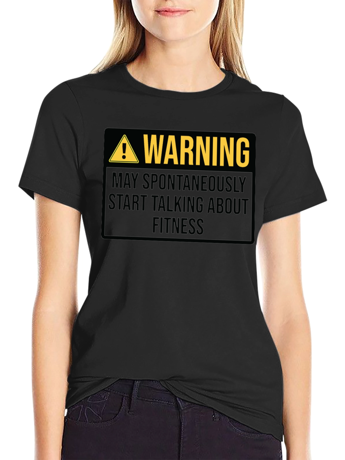 Camiseta Negra Divertida: ¡Advertencia Fitness!