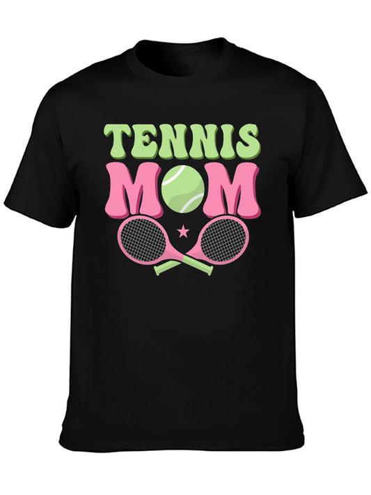 Camiseta Negra Tenis Mamá Diseño Divertido