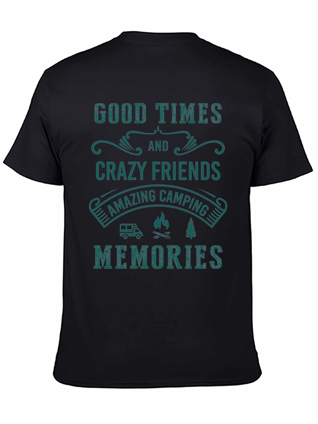 Camiseta Negra: Buenos Momentos & Camping