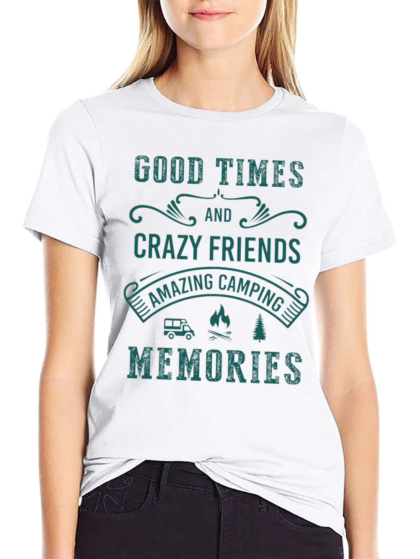 Camiseta Negra: Buenos Momentos & Camping