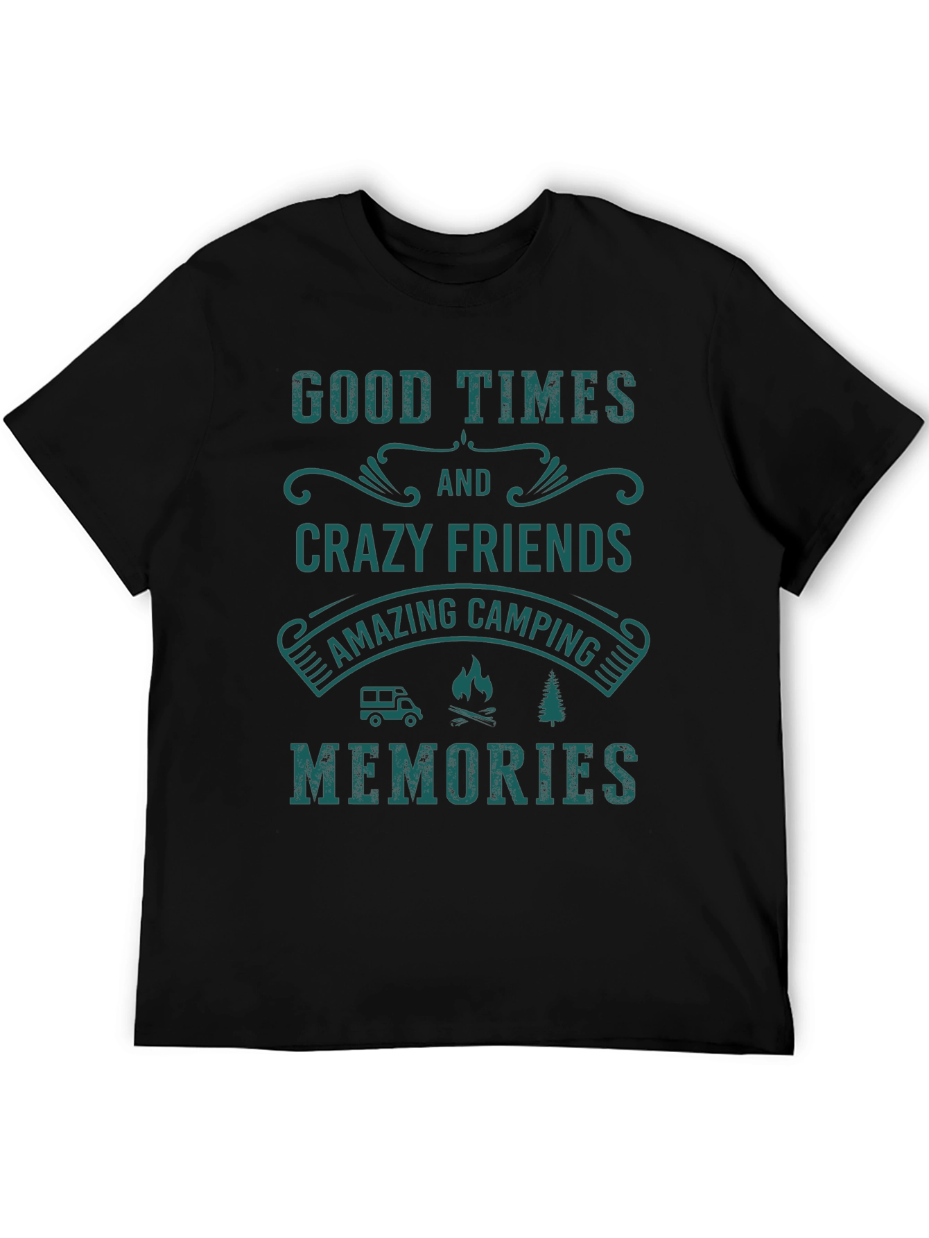 Camiseta Negra: Buenos Momentos & Camping