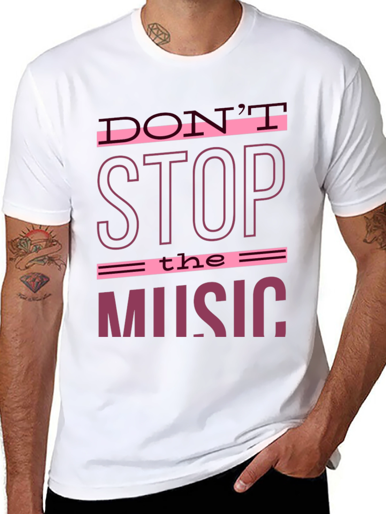 Camiseta Negra con Estampado Musical Dont Stop