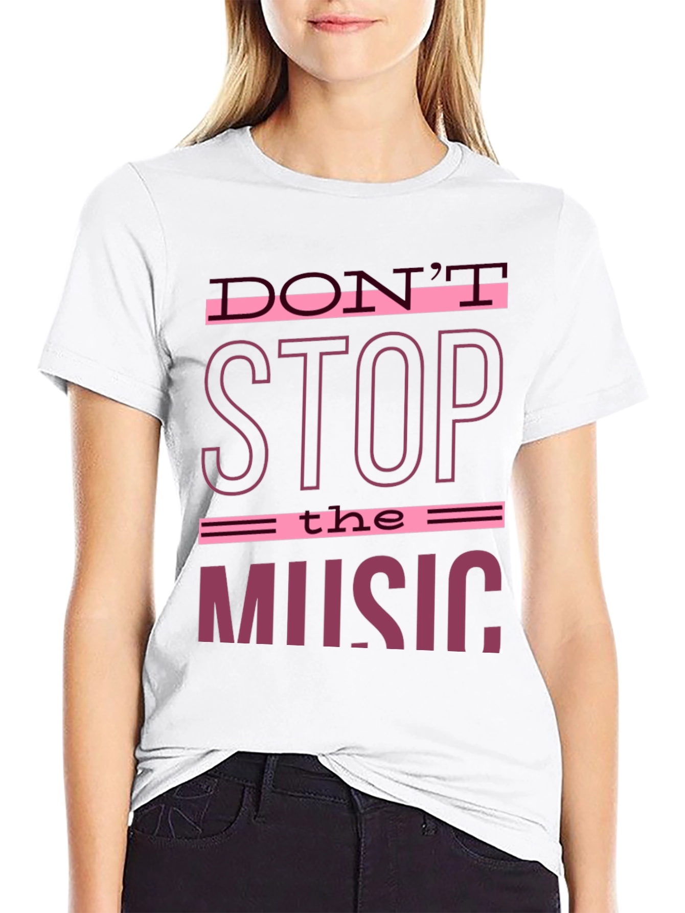 Camiseta Negra con Estampado Musical Dont Stop