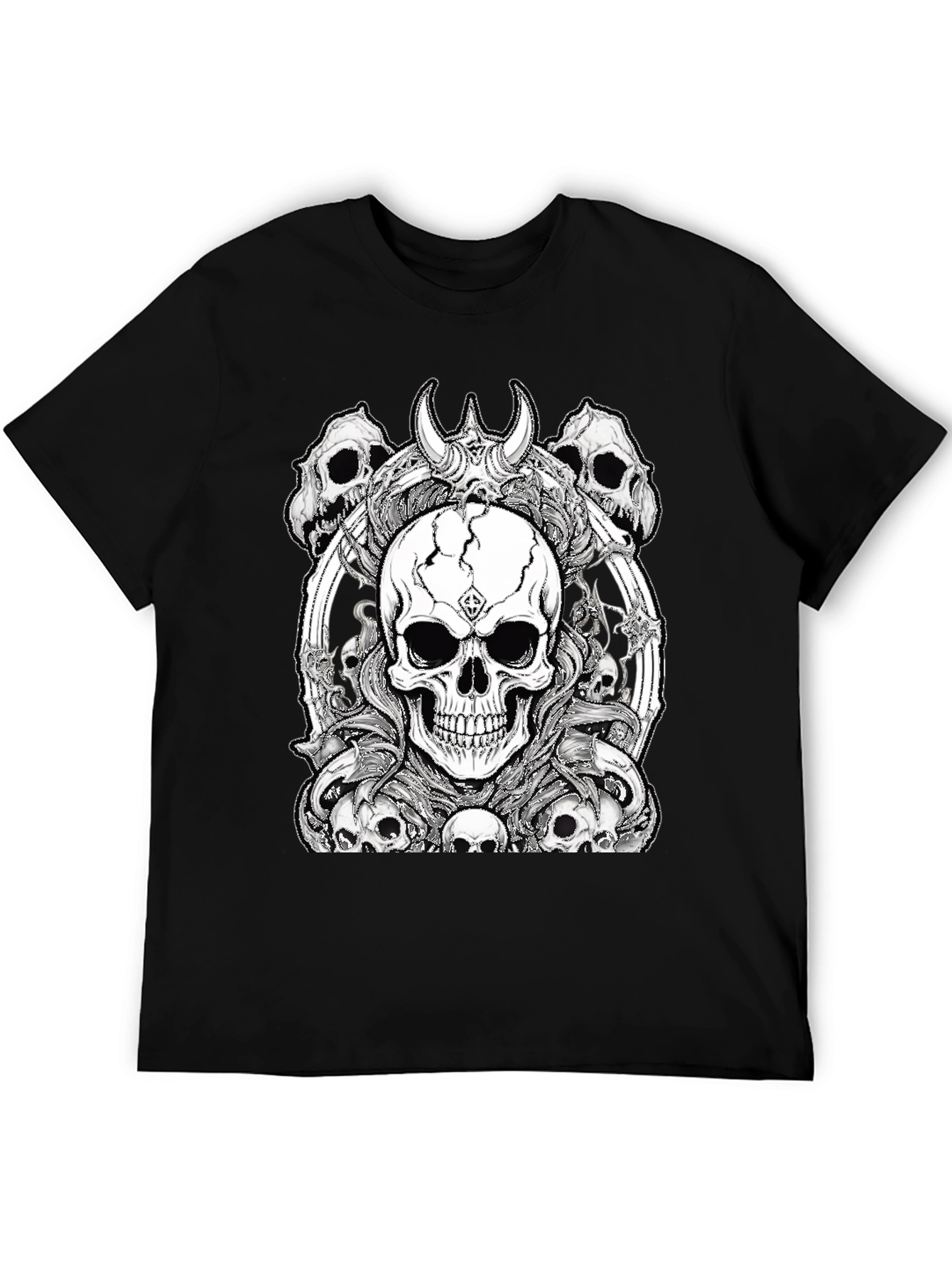 Camiseta Negra Calaveras Diseño Gótico