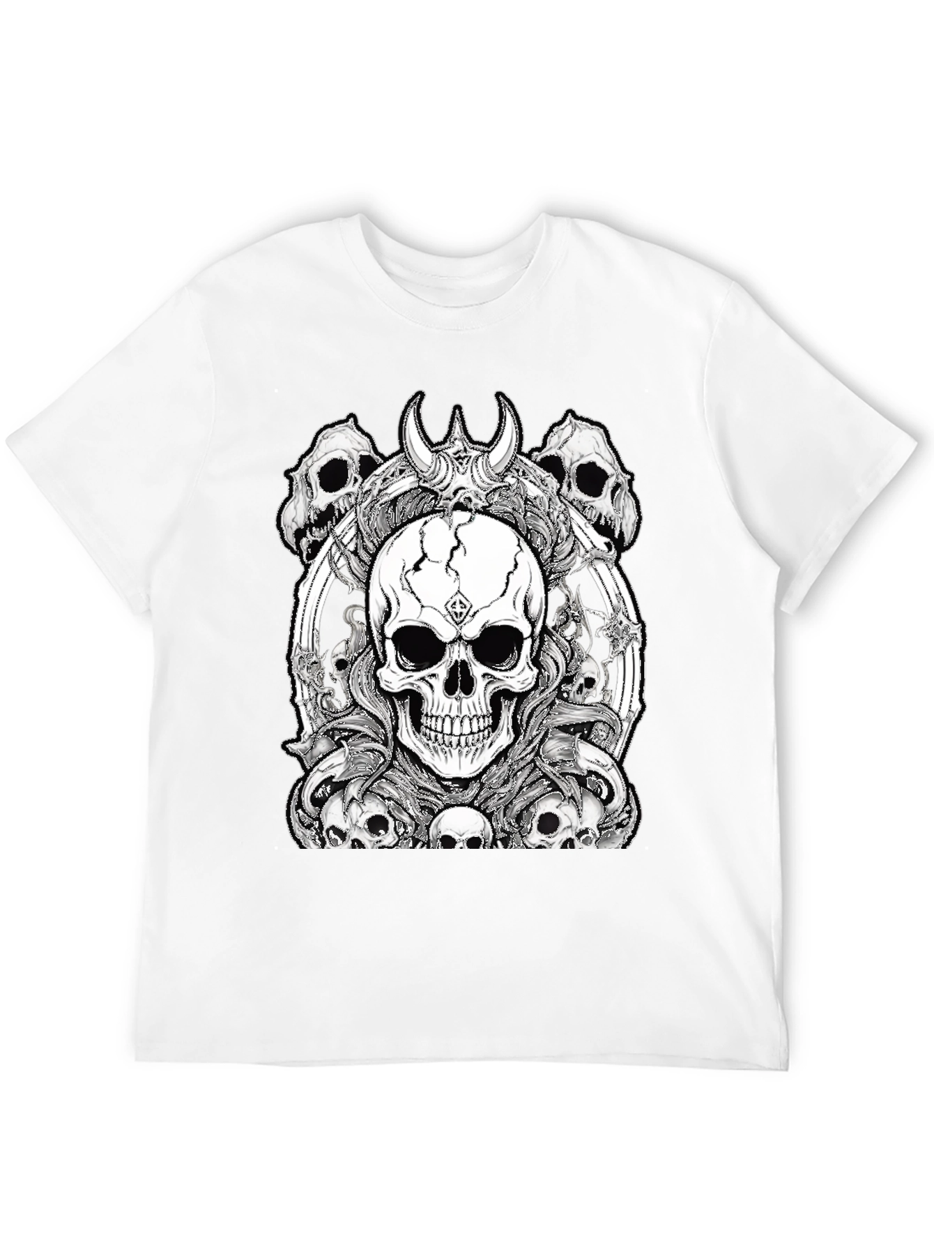 Camiseta Negra Calaveras Diseño Gótico